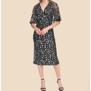 NWT Kensie Women's Sequins V-Neck Midi Dress Casual Dress sz 2